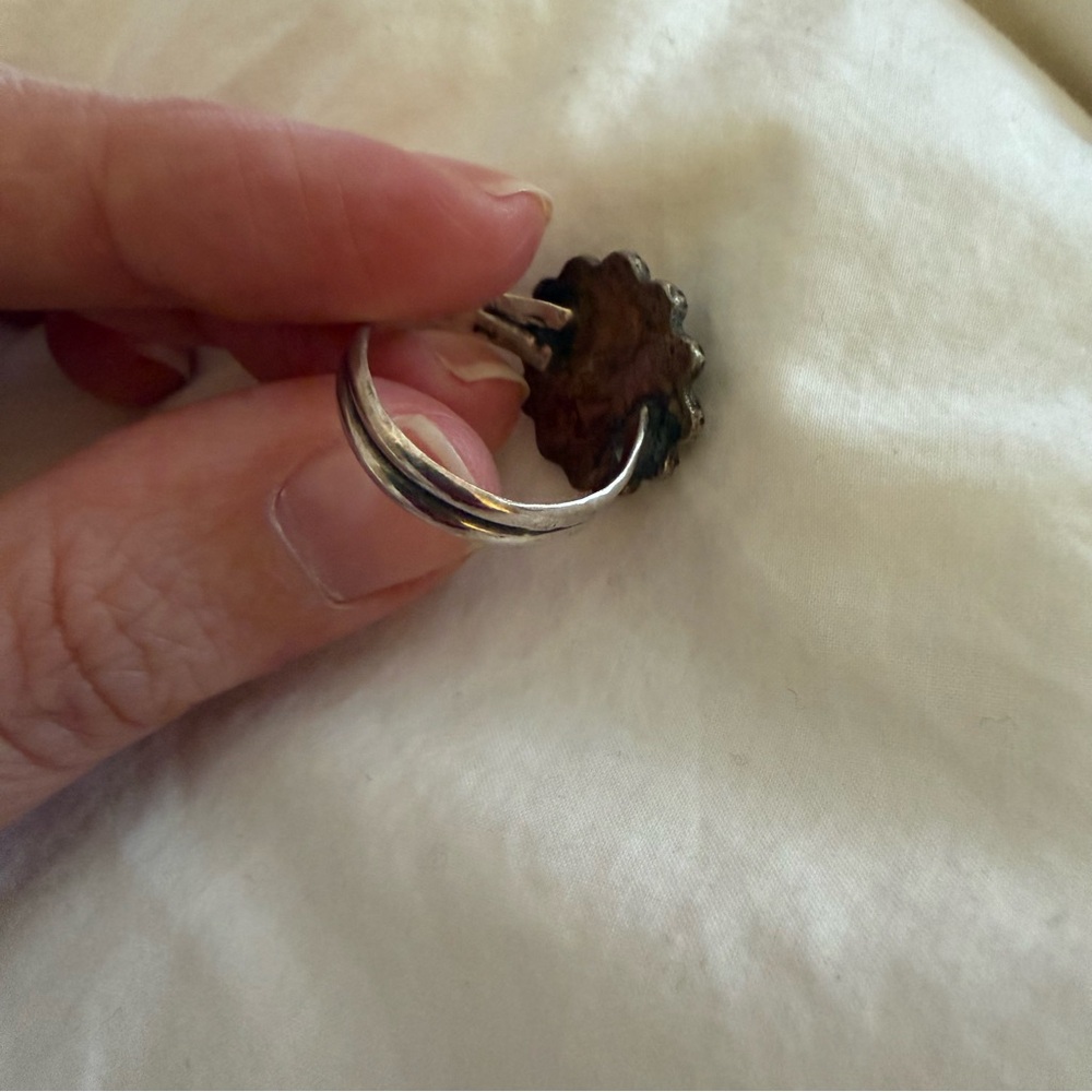 Vintage Sterling Silver Turquoise Ring Ornate Artisan Setting Size 7 - Picture 6 of 6